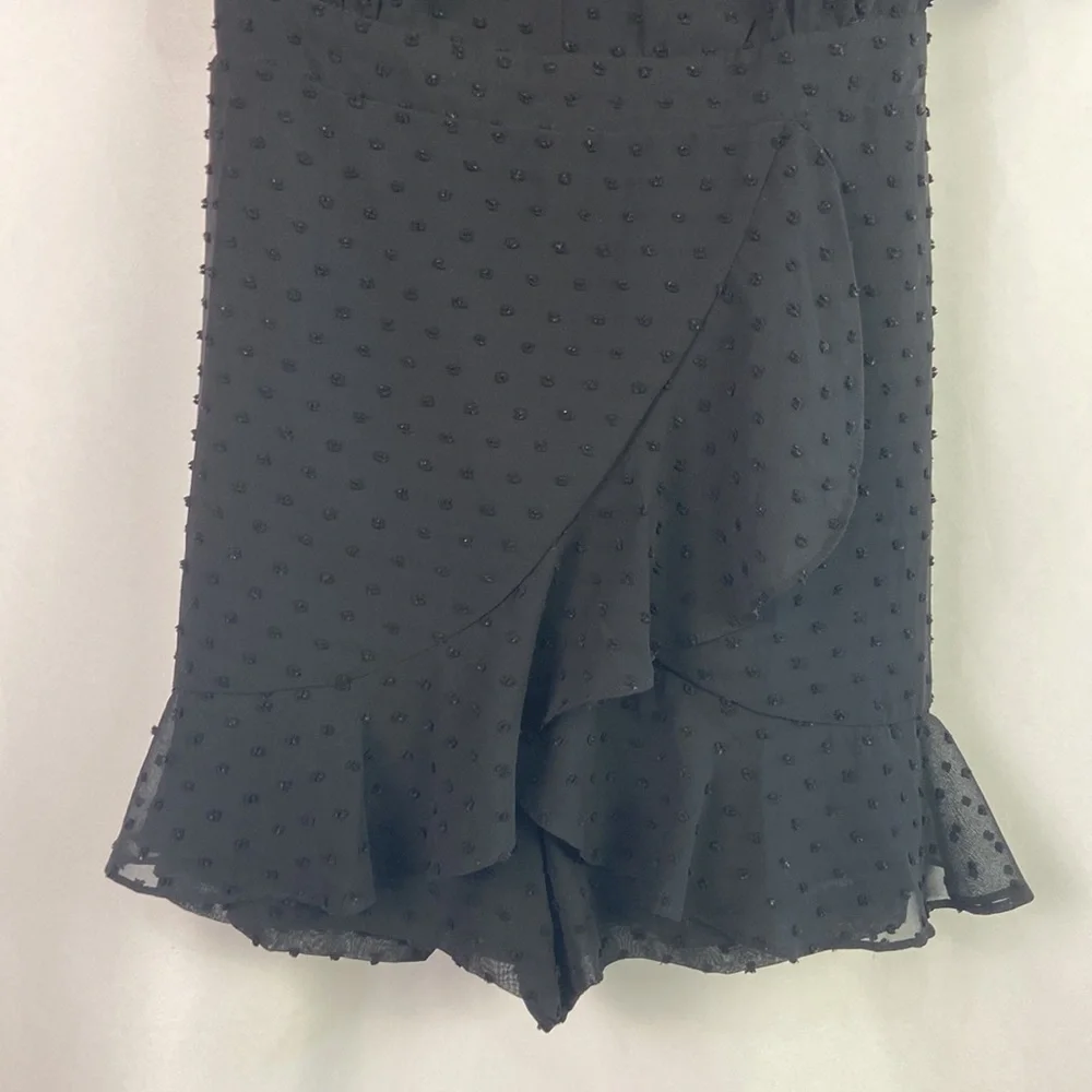 BB Dakota Black Ruffle Trim Belted Mini w/ Shorts Dress - Picture 7 of 16